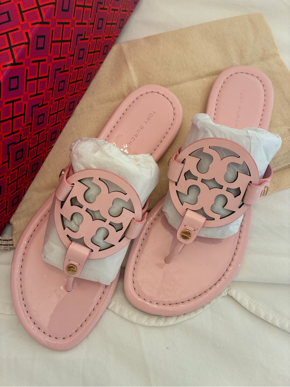 Tory Burch Miller Sandals in Light Pink/petunia patent leather size 7 - Picture 3 of 5